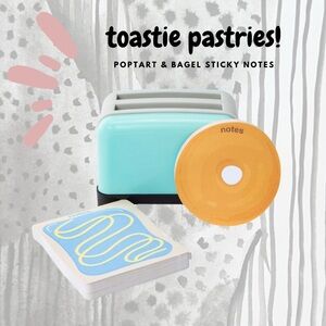 🏷️🎉🆕 toasty pastries food pop tart & bagel sticky notes in toaster oven